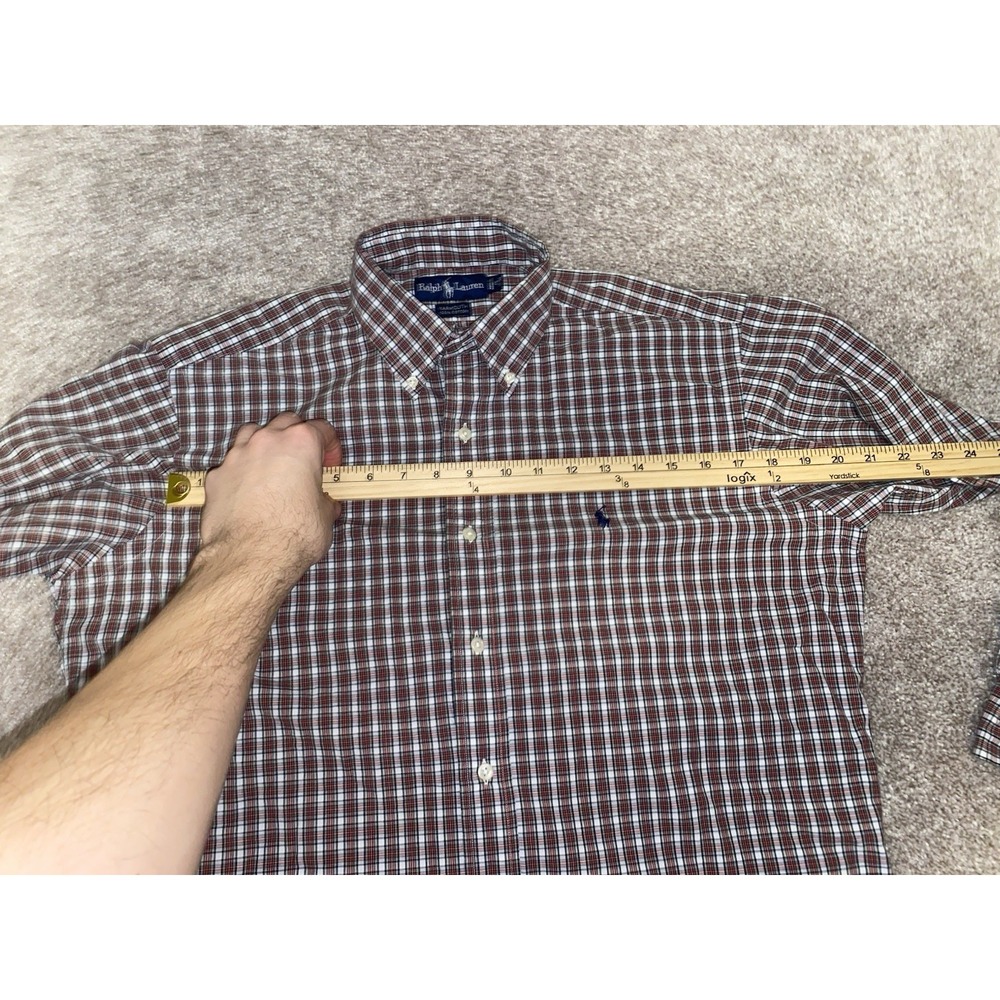 Polo Ralph Lauren Shirt Men Large Red Check Plaid Long Sleeve Blue Pony Logo - Picture 5 of 7